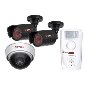 Proper Dummy Security Kit -1x Dome Camera, 2x IR Cameras, 1x Motion Sensor Alarm