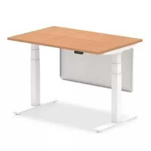 Air 1200 x 800mm Height Adjustable Desk Oak Top White Leg With White