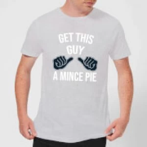 Get This Guy A Mince Pie Mens Christmas T-Shirt - Grey - 3XL