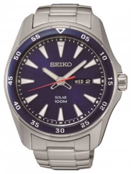 Seiko Mens Solar Stainless Steel Blue Dial SNE391P1 Watch