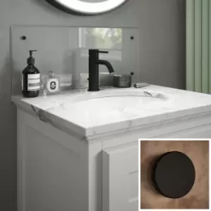Clear Glass Bathroom Splashback (matt Black Caps) 600mm X 250mm X 4mm