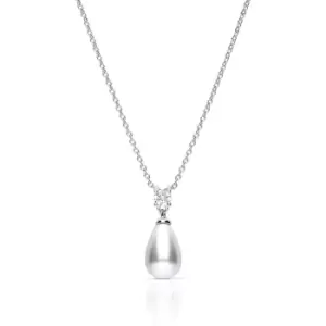 Diamonfire Silver Zirconia & White Shell Pearl Oval Necklace
