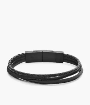 Fossil Men Triple-Strand Black Leather Bracelet