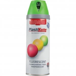 Plastikote Twist and Spray Fluorescent Aerosol Spray Paint Green 400ml