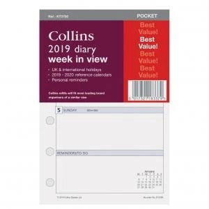 Collins KT3700 2019 Pocket Diary Refill Week to View Ref KT3700 19