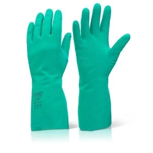 Click2000 Nitrile Gauntlet Flocked Lined Size 7 Small Green Ref NGS
