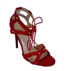 Qupid Ara high heel tie up sandal Red