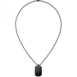 Mens Tommy Hilfiger Black Ion-plated Steel Necklace