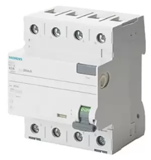 Siemens, 25A Instantaneous RCD, Trip Sensitivity 300mA, Type A, DIN Rail