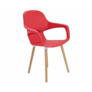 TC Office Ariel 2 Retro Chair with Wooden Round Legs, Red