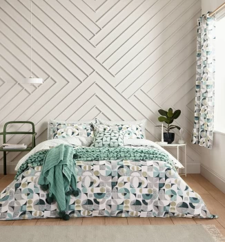 Helena Springfield Green Polyester and Cotton 'Tolka' Duvet Cover Set - double