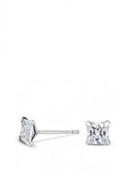 Simply Silver 5Mm Princess Cut Cubic Zirconia Studs Earrings