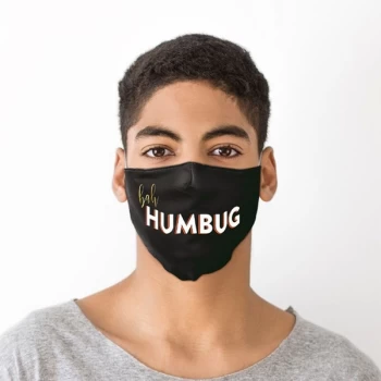 Bah Humbug Black Christmas Face Covering - Large