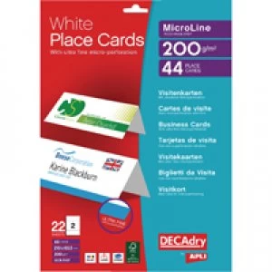 Decadry Perforated Place Cards 200gsm White Pack of 44 OCB5107