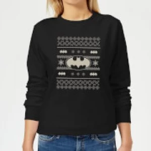 DC Batman Knit Pattern Womens Christmas Sweatshirt - Black - XS