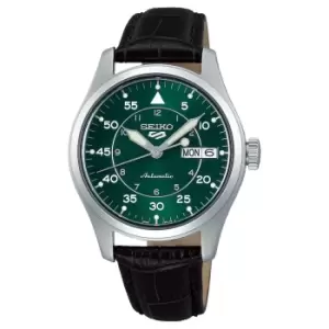 Seiko 5 Sports Kelly Green Flieger' Suit Style Automatic Green Dial Leather Strap 36MM Watch SRPJ89K1