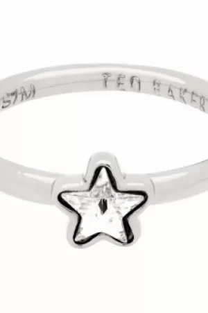 Ted Baker Ladies Silver Plated Crystal Star Ring Size SM TBJ1686-01-02SM