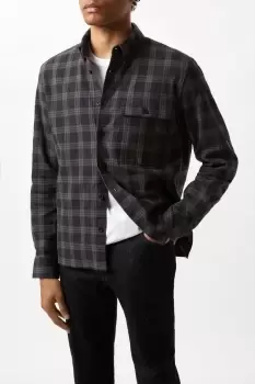 Black Large Checked Pocket Relaxed Shirt