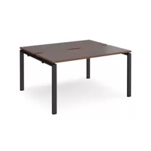 Bench Desk 2 Person Rectangular Desks 1400mm Walnut Tops With Black Frames 1200mm Depth Adapt