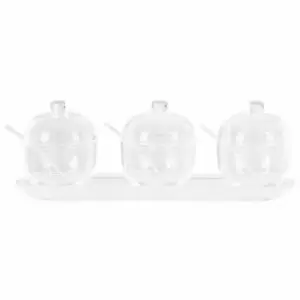 Gozo Set of 3 Condiment Pots with Spoons and Tray