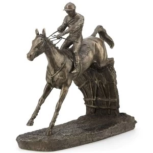 Horse Racing Clearing The Last by David Geenty Cold Cast Bronze Sculpture 19cm