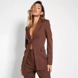 I Saw It First Tailored Open Back Detail Blazer - Brown