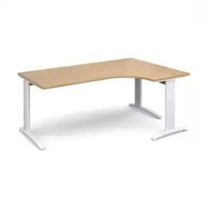 Office Desk Right Hand Corner Desk 1800mm Oak Top With White Frame 1200mm Depth TR10 TDER18WO