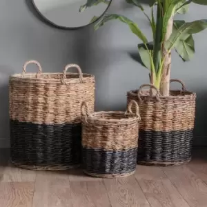 Crossland Grove Asti Set Of 3 Baskets Black And Natural