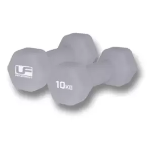 UFE Urban Fitness Hex Dumbbells - Neoprene Covered (pair) (2 X 10Kg - Silver)