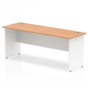 Trexus Desk Rectangle Panel End 1800x600mm Oak Top White Panels Ref