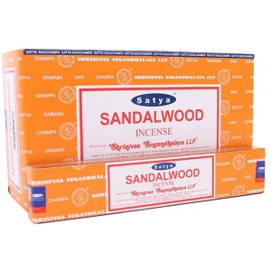 Box of 12 Packs of Sandalwood Incense Sticks by Satya