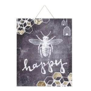 Art for the Home Bee Happy Printed Canvas Wall Art