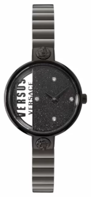Versus Versace Rue Denoyez Black Glitter Dial Watch
