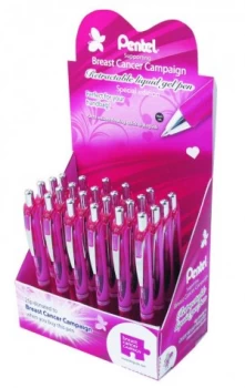 Pentel Breast Cancer Campaign Energel XM Liquid Gel Pen 24 Piece Displ