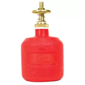 Dispensing Can, Nonmetallic, with brass dispenser valves, 8 ounce, polyethylene, Red.