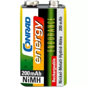 Conrad Energy Rechargeable PP3 Battery x1 NiMH 200mAh 8.4V