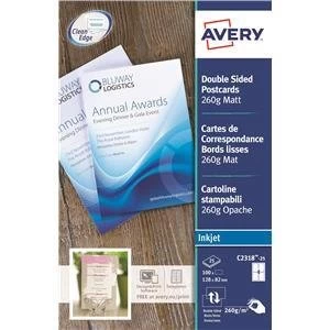 Original Avery Double Sided Correspondence Cards Matt White 260gsm 128 x 82mm Pack of 100 Cards