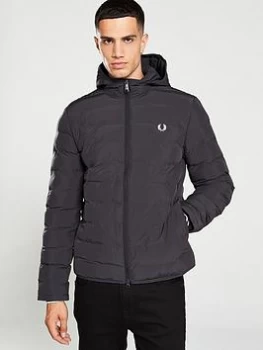 Fred Perry Insulated Hooded Jacket - Black, Size 2XL, Men