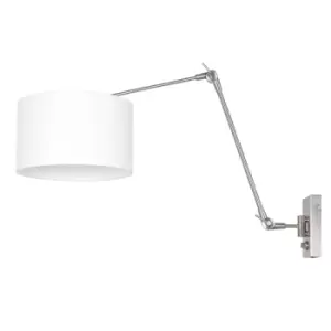 Prestige Chic Wall Lamp with Shade Steel Brushed, Linen White