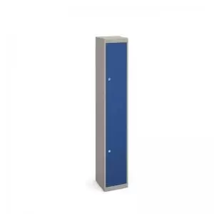 Bisley lockers with 2 doors 305mm deep - grey with blue doors
