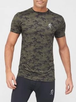 Gym King Sport Tact T-Shirt - Khaki/Camo, Khaki Camo, Size L, Men