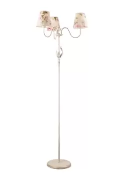 Aleksis Multi Arm Floor Lamp With Fabric Shades, White, 3x E27