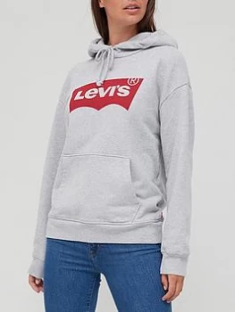 Levis 100% Cotton Batwing Logo Standard Hoodie - Grey, Size S, Women