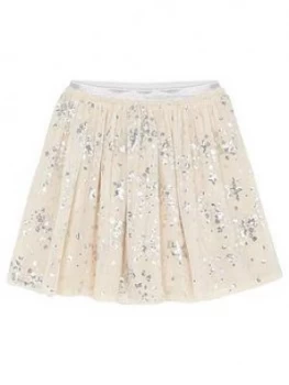 Mintie By Mint Velvet Girls Silver Star Sequined Skirt - Cream