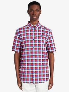 Fred Perry Four Colour Gingham Shirt - Multi, Red, Size S, Men
