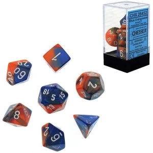 Chessex Gemini Poly 7 Set: Blue-Orange/White