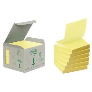 Post-it Recycled Z-Notes 76 x 76mm Canary Yellow Pack of 6 R330-1B