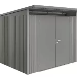 Biohort AvantGarde Double Door Metal Garden Shed 8ft5 x 8ft5 A6 - Metallic Quartz Grey