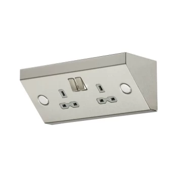 13A 2G Mounting DP Switched Socket - Stainless Steel with grey insert - Knightsbridge