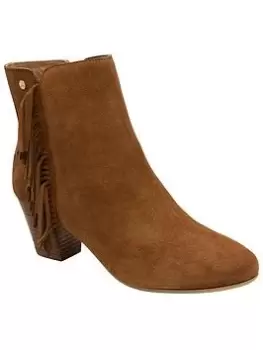 Ravel Laxey Tan Suede Western Ankle Boot, Brown, Size 6, Women